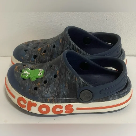Toddler Navy, Orange Marbled Crocs C8 - Picture 3 of 6